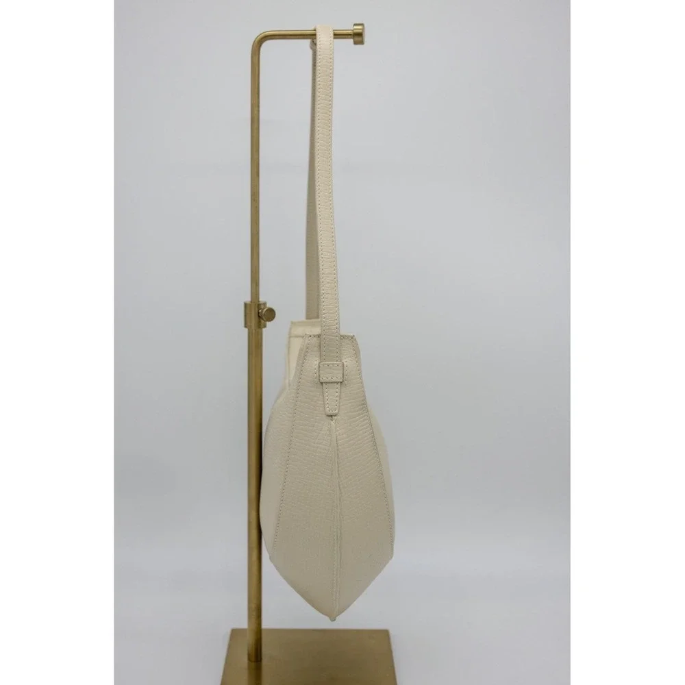 Loewe‎ Vintage Crescent Shoulder Bag Cream Textured Leather Hobo